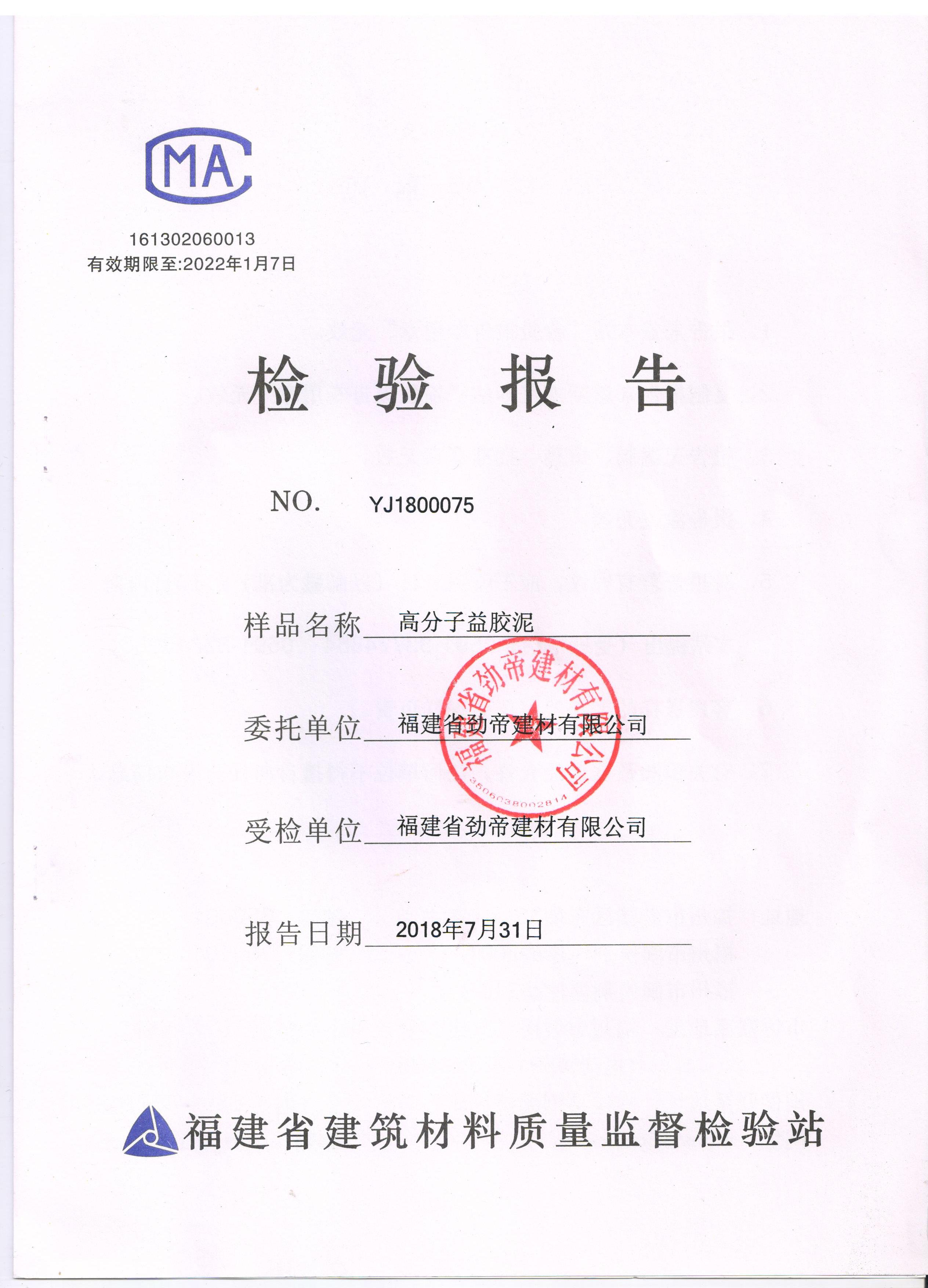 高分子益胶泥检验报告